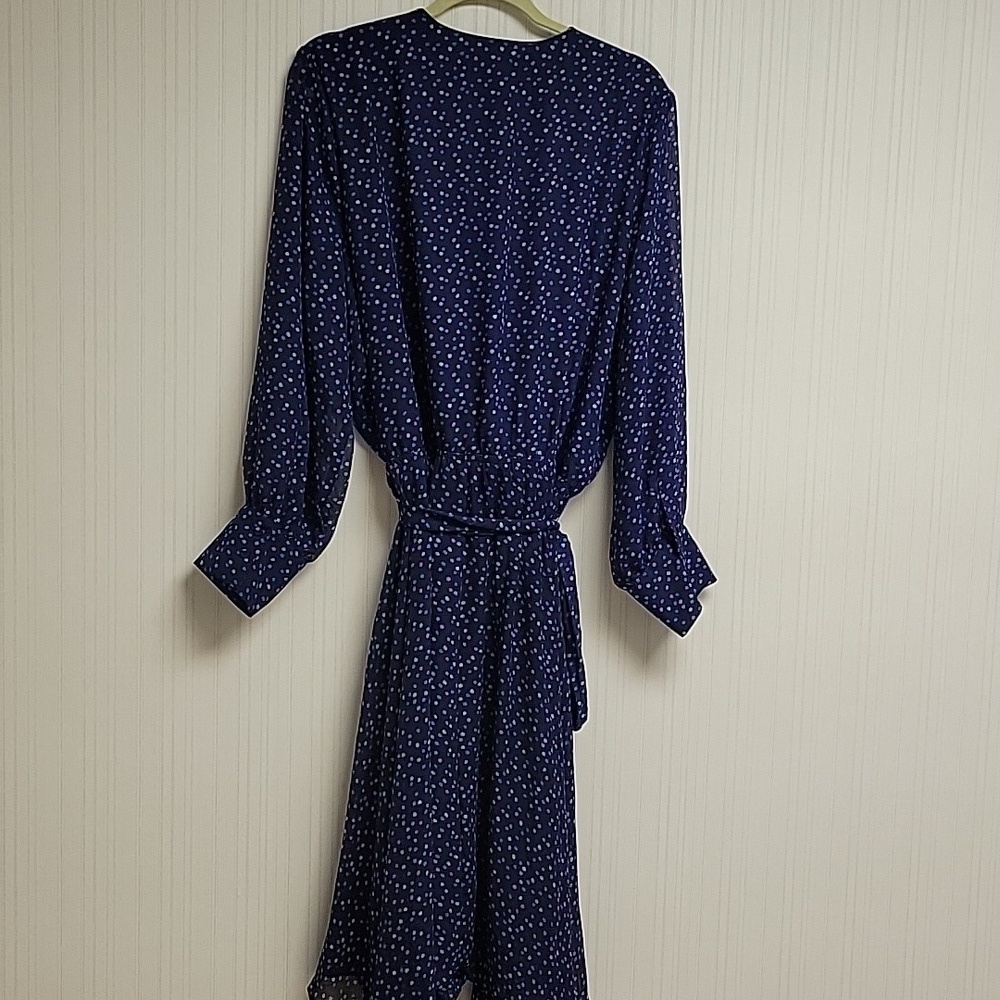 J Jason Wu Navy & White Polka Dot Dress XL Office Career Business Sheer Lined - Picture 6 of 8